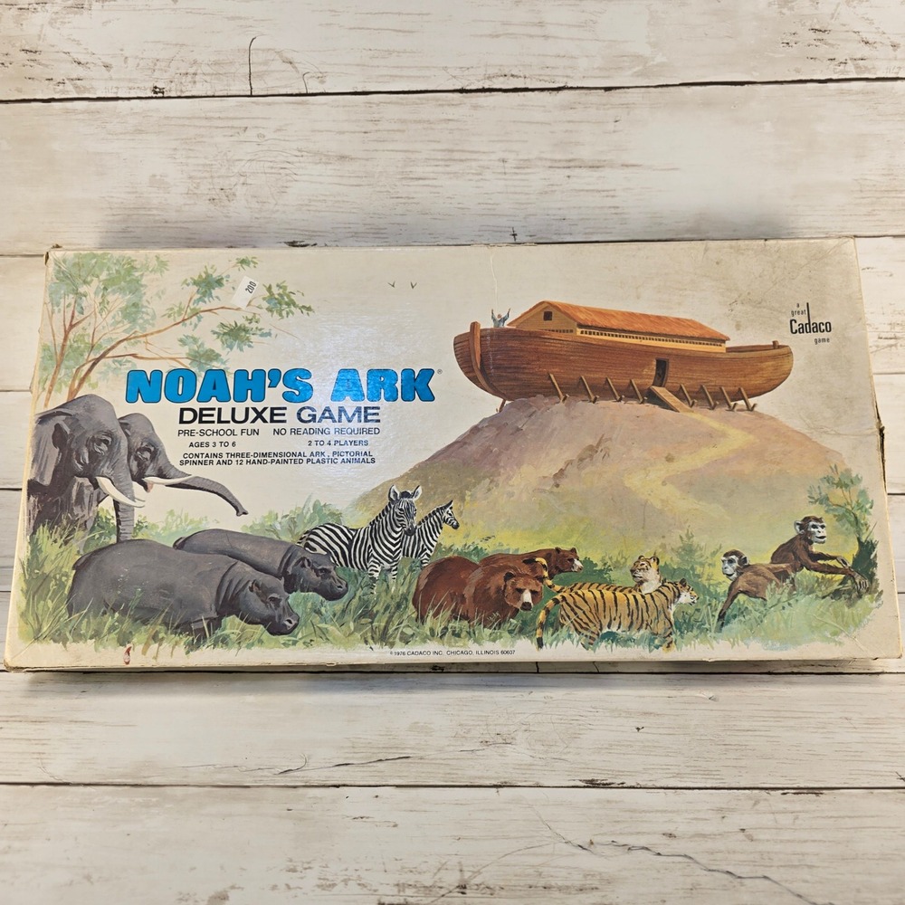 Vintage 1976 Cadaco Noahs Ark Deluxe Game No 308 Board Game Animals 3D Ark